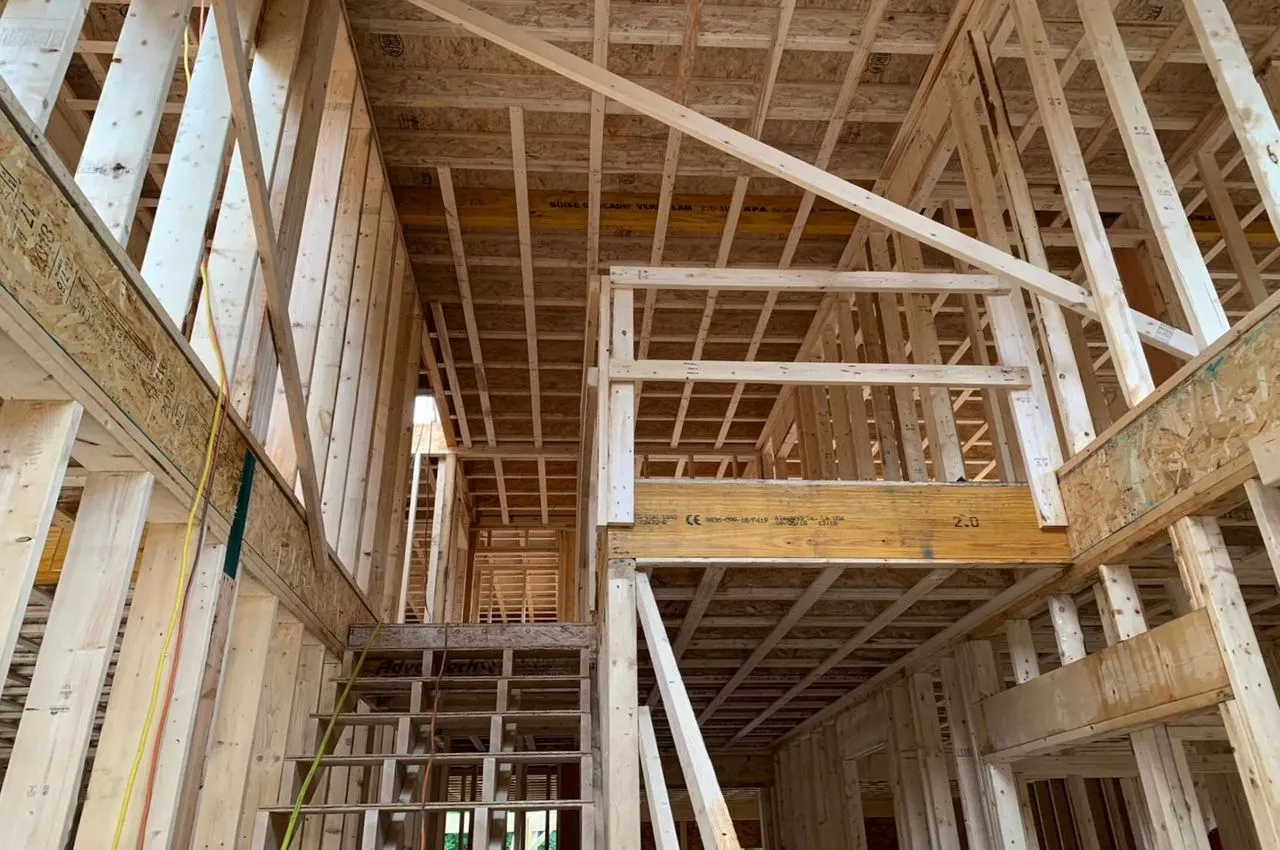 interior of roof framed